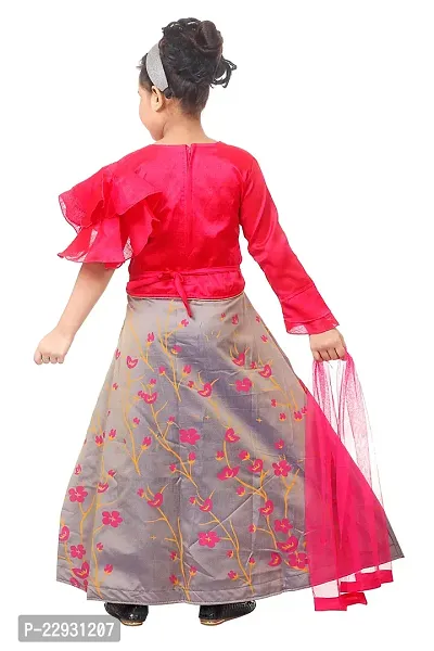 Lehenga Choli Floral Readymade Net with Cotton Lining Beautiful Dress (Red)-thumb2