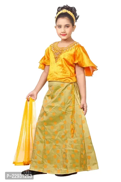 Lehenga Choli Floral Readymade Net with Cotton Lining Beautiful Dress (Yellow)-thumb3