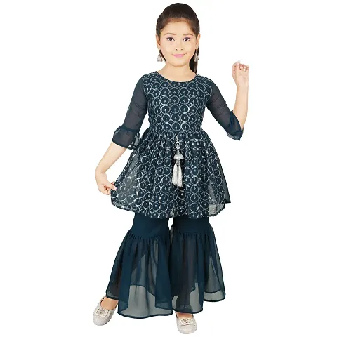 Beautiful Blend Kurta With Sarara For Girl