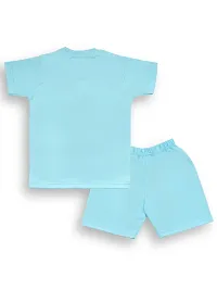 Trendy Blue Cotton Printed T-Shirts with Shorts for Boys-thumb1