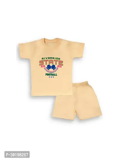 Trendy Peach Cotton Printed T-Shirts with Shorts for Boys-thumb0