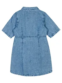 Fabulous Blue Denim Solid Fit And Flare Dress For Girls-thumb1