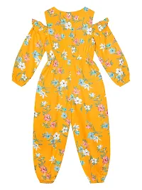 Budding Bees Girls Off Shoulder Cotton Printed Jumpsuit-thumb1