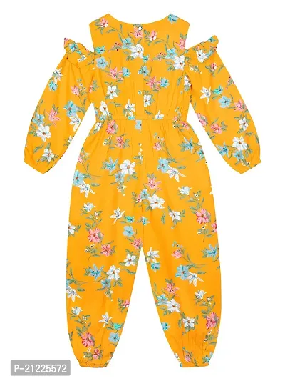 Budding Bees Girls Off Shoulder Cotton Printed Jumpsuit-thumb2