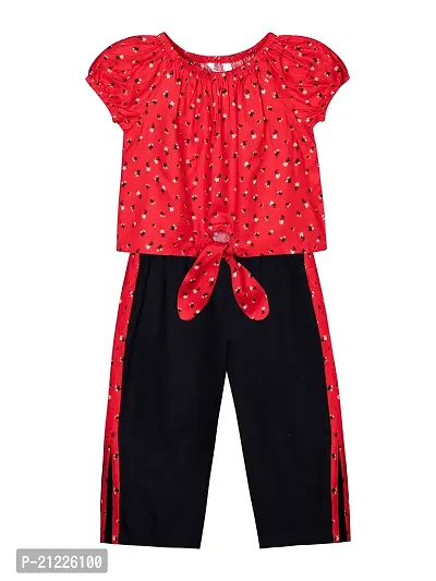 Budding Bees Girls Floral Printed Top With Pant Set