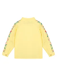 Budding Bees Girls Yellow Embroidered Cotton Full Sleeve Shirt Top-thumb2