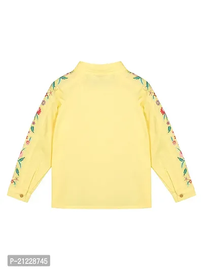 Budding Bees Girls Yellow Embroidered Cotton Full Sleeve Shirt Top-thumb3