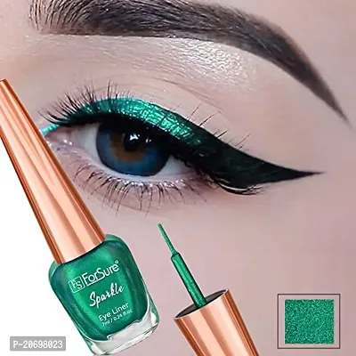 ForSurereg; Absolute Shine Liquid Glitter Eyeliner  Kajal Combo Intense Color, Long Lasting, Glossy Texture Smudge Proof (Green  Black)-thumb4