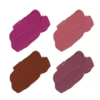 ForSure? Non Transfer Waterproof Longlast Liquid Matte Mini Lipstick Pack Of 4 (Haute Plum,Coco Brown,Adorable Nude,Crimson Red)-thumb1