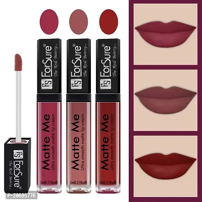 ForSure Matte Me Liquid Lipstick Non - Transferable (Pack of 3) (Rich Pink, Nude, Matte Red)