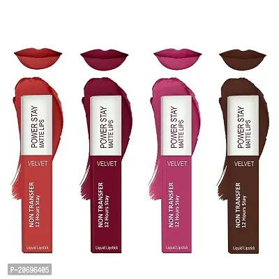 ForSure? Liquid Matte Lipstick Waterproof - Power Stay Lipstick combo of 4 (Upto 12 Hrs Stay) (Bright Red, Cherry Maroon, Pink Blush, Deep Brown)