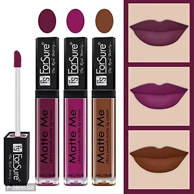 ForSure Matte Me Liquid Lipstick Non - Transferable (Pack of 3) (Royal Maroon, Magenta, Rust Brown,)