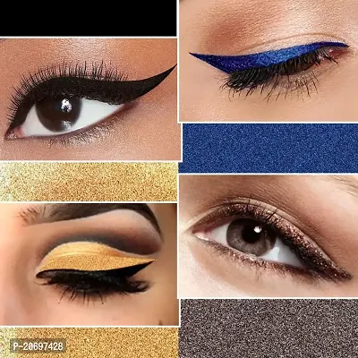 ForSure? Absolute Shine Liquid Glitter Eyeliner, Intense Color, Long Lasting, Glossy Texture Combo of 4 (7 ml each) (Pack of 4, Golden, Royal Blue, Glitter Brown, Intense Black)-thumb4