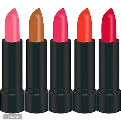 Forfor Combo of 5 Stylish Matte Lipstick (Hot Pink, Light Coffee, Pink, Hot Orange, Rani)