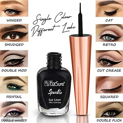 ForSurereg; Absolute Shine Liquid Glitter Eyeliner, Intense Color, Long Lasting Combo of 6 (7 ml each) (Pack of 6, Glitter Grey, Royal Blue, Torquise Blue, Golden, Silver, Glitter Brown)-thumb2