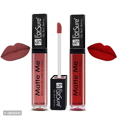 ForSure Matte Me Liquid Lipstick Non - Transferable Combo (Nude, Matte Red, Pack of 2)