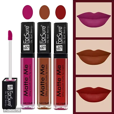 ForSure Matte Me Liquid Lipstick Non - Transferable Combo (Magenta , Rust Brown , Matte Red, Pack Of 3)