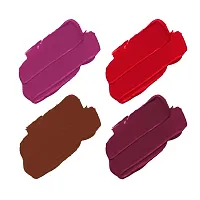 ForSure? Non Transfer Waterproof Longlast Liquid Matte Mini Lipstick Pack Of 4 (Peppy Red,Royal Berry,Haute Plum,Coco Brown)-thumb1