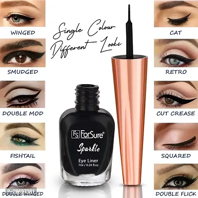 ForSure? Absolute Shine Liquid Glitter Eyeliner, Intense Color, Long Lasting, Glossy Texture Combo of 4 (7 ml each) (Pack of 4, Glitter Brown, Glitter Green, Intense Black, Glitter Grey)-thumb3