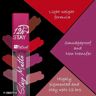 ForSure? Non Transfer Waterproof Longlast Liquid Matte Mini Lipstick Pack Of 4 (Royal Berry,Coco Brown,Crimson Red,Peppy Red)-thumb3