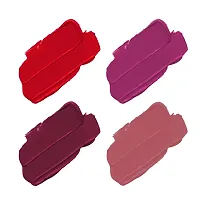 ForSure? Non Transfer Waterproof Longlast Liquid Matte Mini Lipstick Pack Of 4 (Peppy Red,Royal Berry,Haute Plum,Adorable Nude)-thumb1