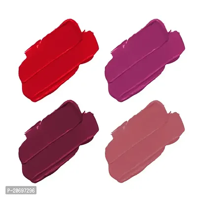 ForSure? Non Transfer Waterproof Longlast Liquid Matte Mini Lipstick Pack Of 4 (Peppy Red,Royal Berry,Haute Plum,Adorable Nude)-thumb2