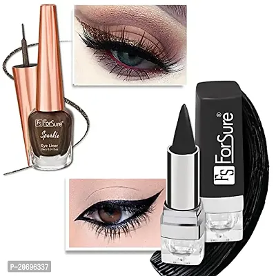 ForSurereg; Absolute Shine Liquid Glitter Eyeliner  Kajal Combo Intense Color, Long Lasting, Glossy Texture Smudge Proof (Brown  Black)-thumb0