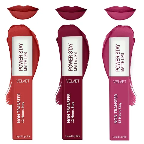 ForSure® Liquid Matte Lipstick Waterproof - Power Stay Lipstick combo of 3 (Upto 12 Hrs Stay)
