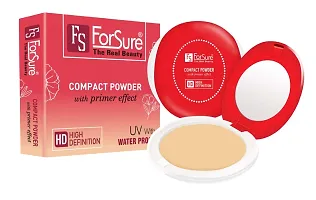ForSure Compact Powder with Primer Effect, Kajal and Pack of 3 Forfor Matte Lipstick (Colour - Beige, Baby Red, Red)-thumb1