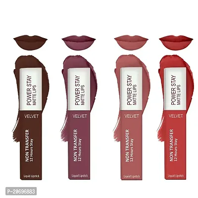 ForSure? Liquid Matte Lipstick Waterproof - Power Stay Lipstick combo of 4 (Upto 12 Hrs Stay) (Deep Brown, Mauve Matte, Peach Nude, Bright Red)