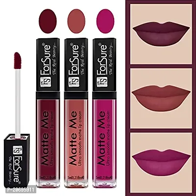 ForSure Matte Me Liquid Lipstick Non - Transferable Combo (Ruby Red, Nude , Magenta, Pack Of 3)