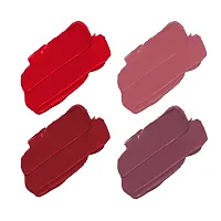 ForSure? Non Transfer Waterproof Longlast Liquid Matte Mini Lipstick Pack Of 4 (Mauve Ice,Adorable Nude,Crimson Red,Peppy Red)-thumb1