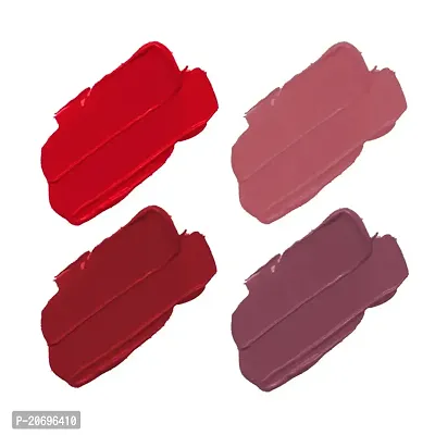 ForSure? Non Transfer Waterproof Longlast Liquid Matte Mini Lipstick Pack Of 4 (Mauve Ice,Adorable Nude,Crimson Red,Peppy Red)-thumb2