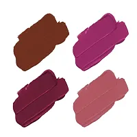 ForSure? Non Transfer Waterproof Longlast Liquid Matte Mini Lipstick Pack Of 4 (Royal Berry,Haute Plum,Coco Brown,Adorable Nude)-thumb1