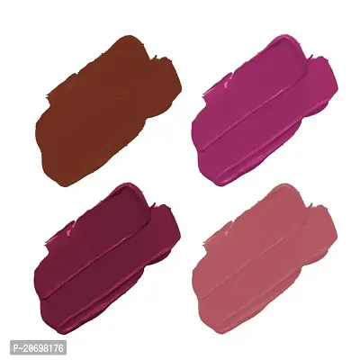 ForSure? Non Transfer Waterproof Longlast Liquid Matte Mini Lipstick Pack Of 4 (Royal Berry,Haute Plum,Coco Brown,Adorable Nude)-thumb2