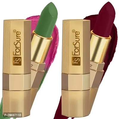 ForSure? Xpression Long Lasting Matte Finish Lipsicks set of 2 Different Colors Lipstick for Women Suitable All Indian Tones 3.5gm Each (Maroon Matte-Natural Pink)-thumb0