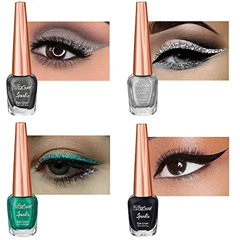 ForSure® Absolute Shine Liquid Glitter Eyeliner, Intense Color, Long Lasting, Glossy Texture Combo of 4 (7 ml each)