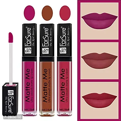 ForSure Matte Me Liquid Lipstick Non - Transferable Combo (Magenta , Rust Brown , Rich Pink, Pack Of 3)