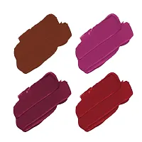 ForSure? Non Transfer Waterproof Longlast Liquid Matte Mini Lipstick Pack Of 4 (Royal Berry,Haute Plum,Coco Brown,Crimson Red)-thumb1