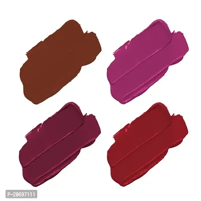 ForSure? Non Transfer Waterproof Longlast Liquid Matte Mini Lipstick Pack Of 4 (Royal Berry,Haute Plum,Coco Brown,Crimson Red)-thumb2