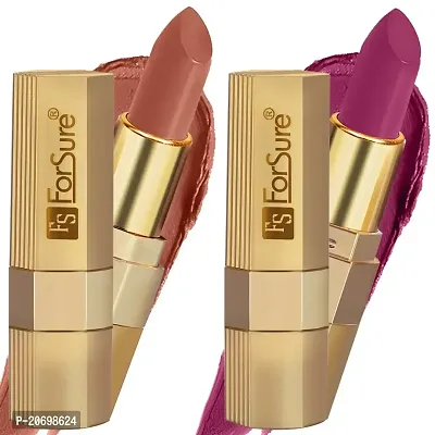 ForSure? Xpression Long Lasting Matte Finish Lipsicks set of 2 Different Colors Lipstick for Women Suitable All Indian Tones 3.5gm Each (Nude Matte-Magenta)