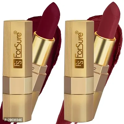ForSure? Xpression Long Lasting Matte Finish Lipsicks set of 2 Different Colors Lipstick for Women Suitable All Indian Tones 3.5gm Each (Nude Matte-Cherry Red)