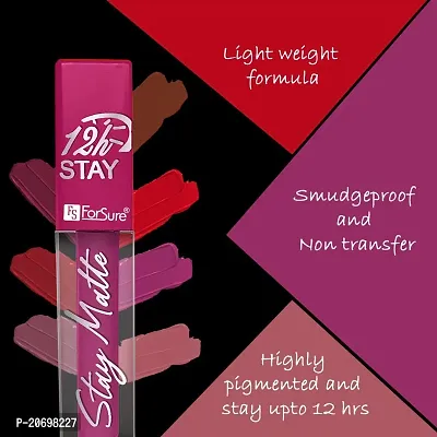 ForSure? Non Transfer Waterproof Longlast Liquid Matte Mini Lipstick Pack Of 4 (Peppy Red,Royal Berry,Haute Plum,Mauve Ice)-thumb4