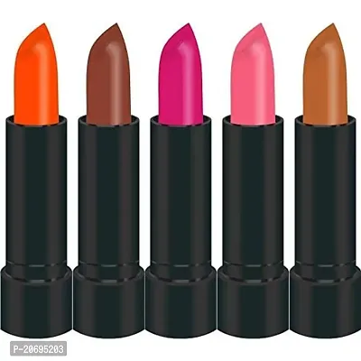 Forfor Combo of 5 Stylish Matte Lipstick (Orange, Hot Coffee, Magenta, Hot Pink, Light Coffee)-thumb0