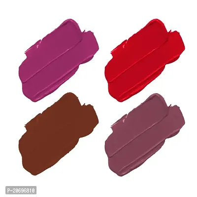 ForSure? Non Transfer Waterproof Longlast Liquid Matte Mini Lipstick Pack Of 4 (Peppy Red,Royal Berry,Crimson Red,Mauve Ice)-thumb2