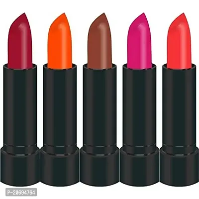 Forfor Combo of 5 Stylish Matte Lipstick (Peach, Rani, Orange, Hot Coffee, Magenta)