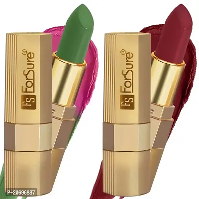 ForSure? Xpression Long Lasting Matte Finish Lipsicks set of 2 Different Colors Lipstick for Women Suitable All Indian Tones 3.5gm Each (Cherry Red-Natural Pink)