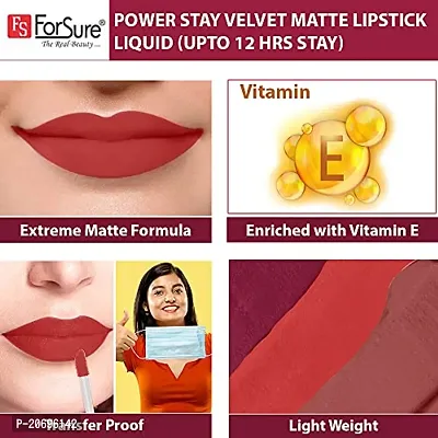 ForSurereg; Liquid Matte Lipstick Waterproof - Power Stay Lipstick combo (Upto 12 Hrs Stay) (Bright Red, Deep Brown, Mauve Matte)-thumb5