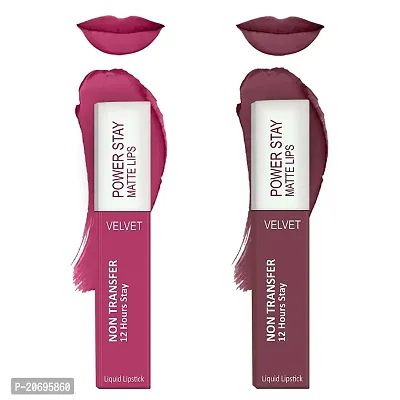 ForSure? Liquid Matte Lipstick Waterproof - Power Stay Lipstick combo (Upto 12 Hrs Stay) (Pink Blush, Mauve Matte)
