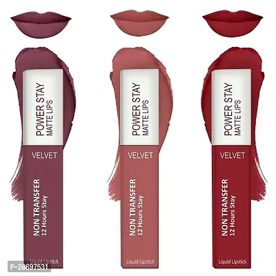 ForSure? Liquid Matte Lipstick Waterproof - Power Stay Lipstick combo (Upto 12 Hrs Stay) (Mauve Matte, Peach Nude, Deep Red)